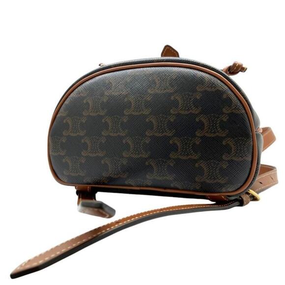 CELINE Brown Coated Canvas Backpack - Picture 7 of 16